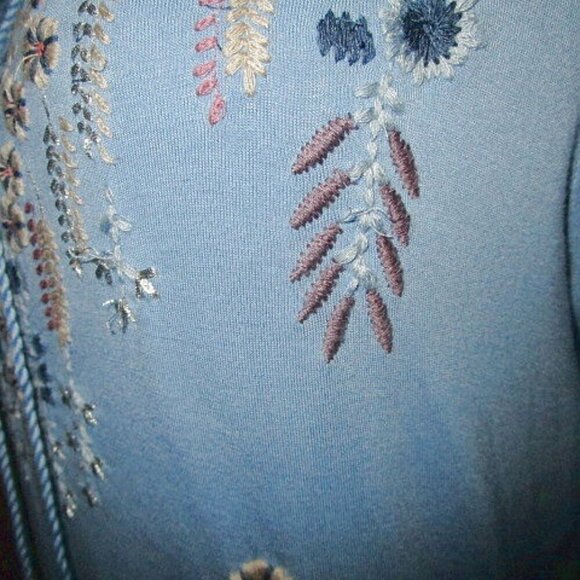 Soft Surroundings EMBROIDERED Tory Size M BLOUSE Tunic Top STRETCH Jersey BOHO - Picture 3 of 11